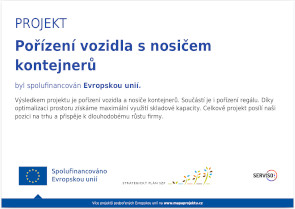 Projekt POŘÍZENÍ VOZIDLA S NOSIČEM KONTEJNERŮ byl spoluﬁnancován Evropskou unií.